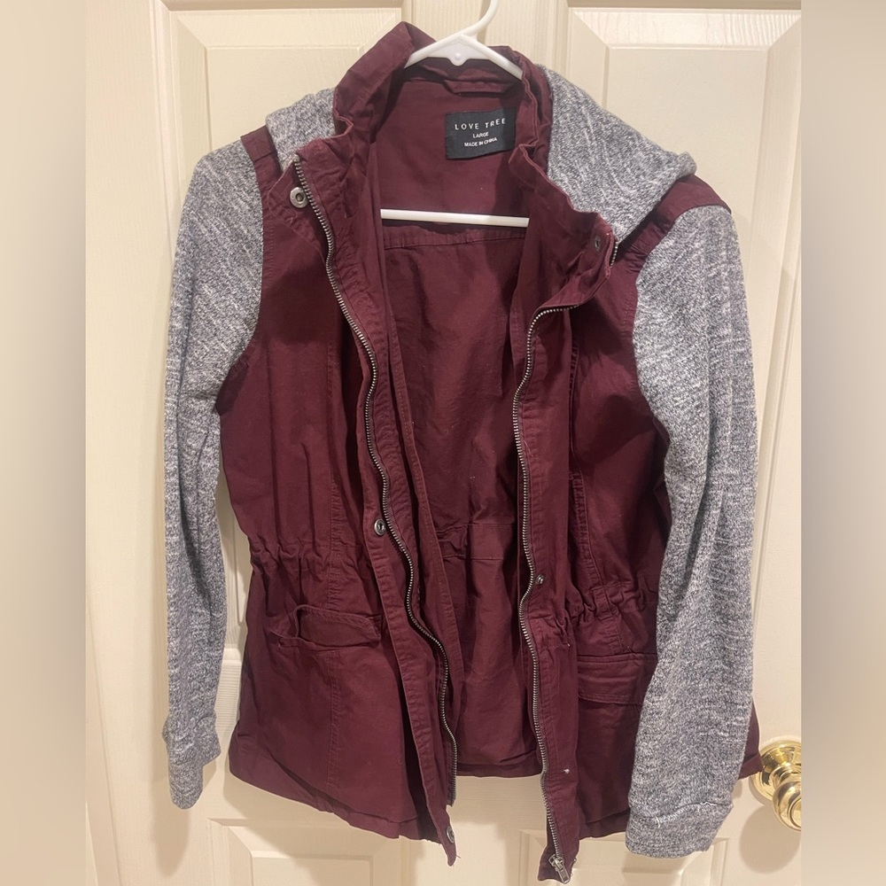 LOVE TREE Women’s Jacket - Maroon & Gray